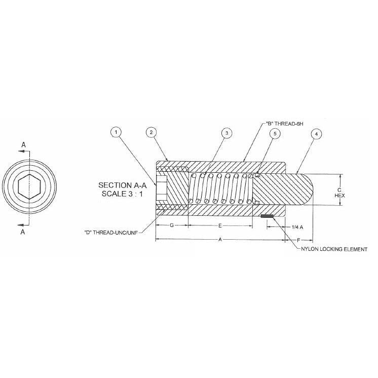 TE-CO 67201 Metric Hex Nose Plunger M6