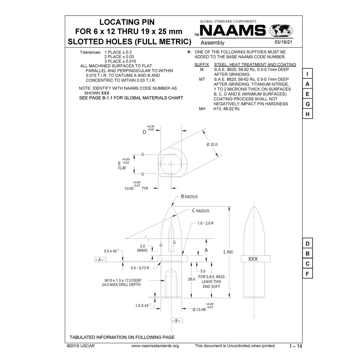 NAAMS Locating Pin APE169MH