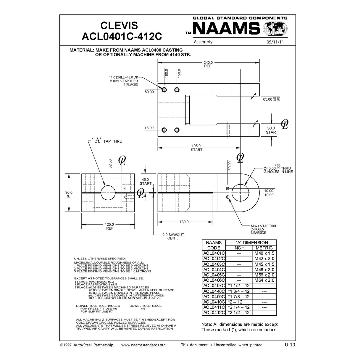 NAAMS Clevis Assembly ACL0410A