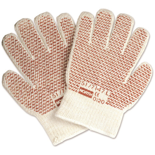 North Safety KB65517147 Size Men's Universal Gloves-Grip N - ambidextrous knit Hot Mill glove - 7 gauge inner & outer - knit wrist - brown nitrile N-Tread coating on both sides - resistant to 400 degree F - 12 pairs per bag, 6 bags per case.