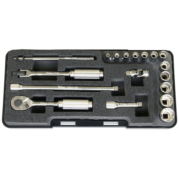 Ko-ken P2281A-12P 1/4 Sq. Dr. Socket set   12 point  Plastic Case 18 pieces