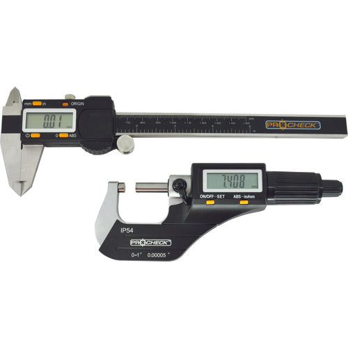 Procheck PC20MCKEIP54ABS Digital Machinist Kit 0-6" Caliper with 0-1" IP54 Micrometer