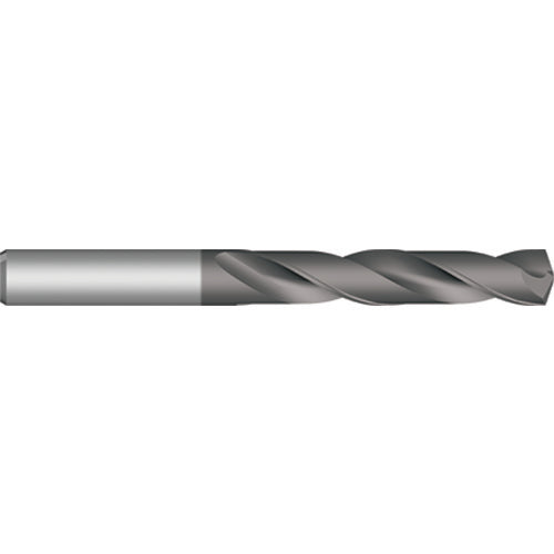 Dormer PT410624197 27/64" Dia. x 12 mm Shank x 70 mm Flute Length x 118 mm OAL, 5xD, 140°, TiAlN, 2 Flute, External Coolant, DIN 6535 HA Solid Carbide Drill
