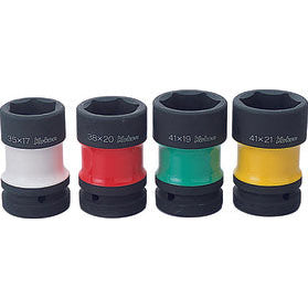 Ko-ken PW8P/4 1 Sq. Dr. Rear Wheel Nut Socket Set   Hex x Square  Color coded 4 pieces