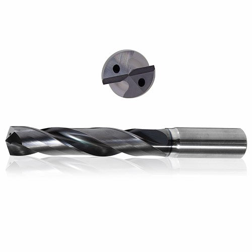 Precision Cutting Tools CW8165310 0.2813 mm Dia.x8 mm Shankx53 mm Flute Lengthx91 mm OAL, 5xD, 150°, Varianta Supral, 2 Flute, Coolant Thru, h6, Cylindrical, Solid Carbide Drill