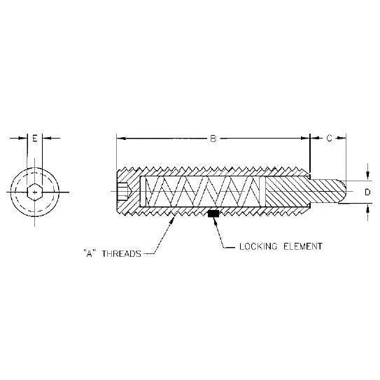 Te-Co 57018 Posi Hex Plungers Imperial - Stainless Steel Body, Stainless Steel Nose 10-32