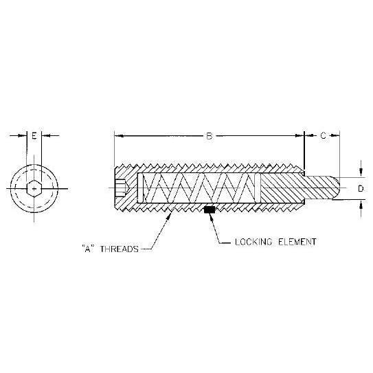 Te-Co 67088 Posi Hex Plungers Metric - Steel Body, Delrin Nose M4 X 0.7