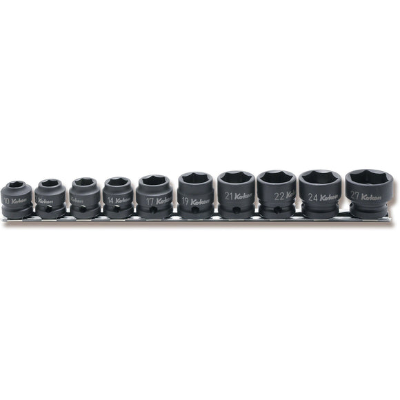 Ko-ken RS14401MS/10 1/2 Sq. Dr. Socket set  10-27mm 6 point  Thin walled 10 pieces