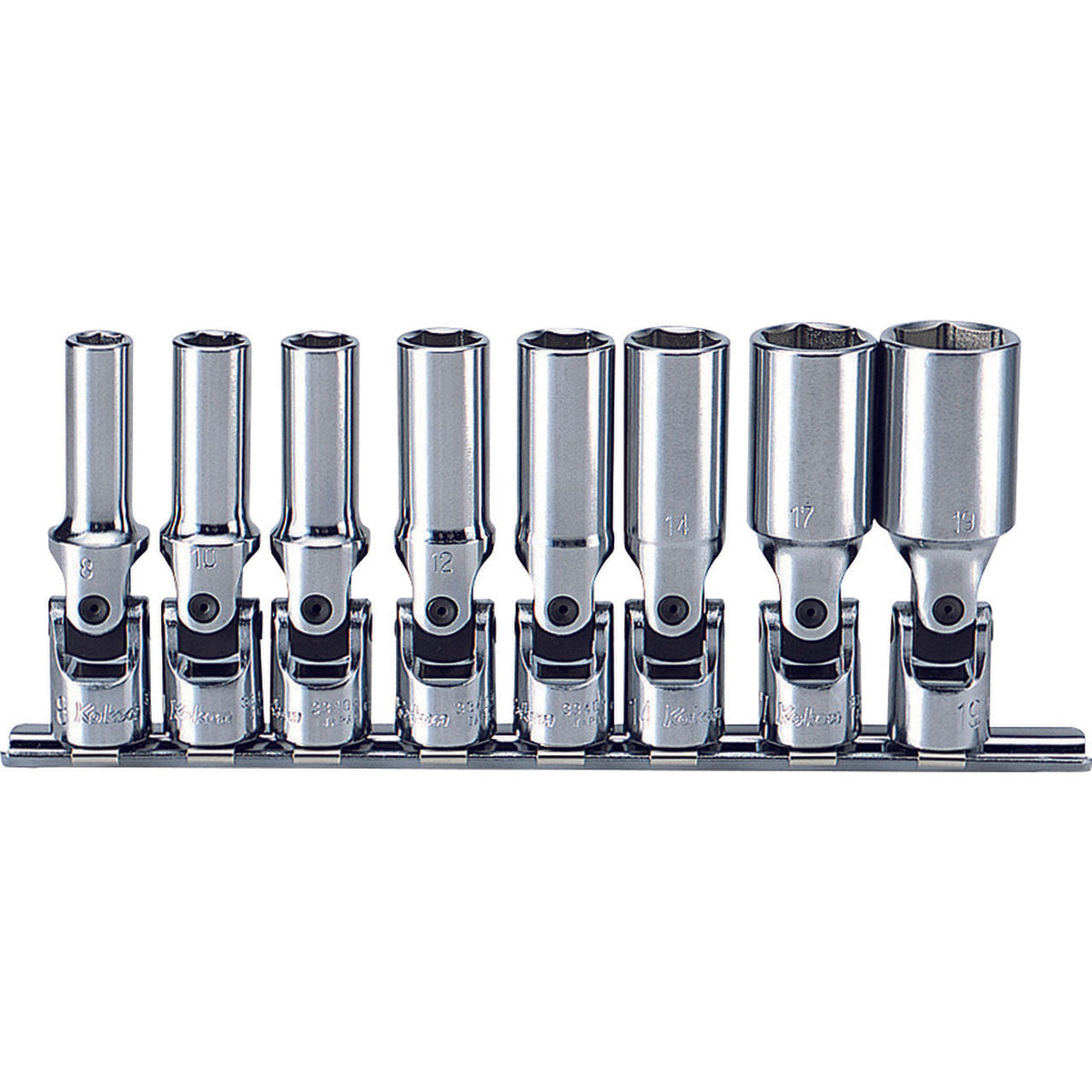 Ko-ken RS3340M/8-L75 3/8 Sq. Dr. Universal Socket set  8mm-19mm 6 point 200mm  8 pieces