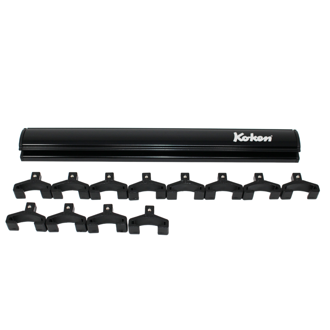 Ko-ken RSAL200-1/4X12 Magnetic Aluminum Rail  1/4 Plastic Clip x 12 pieces  200mm