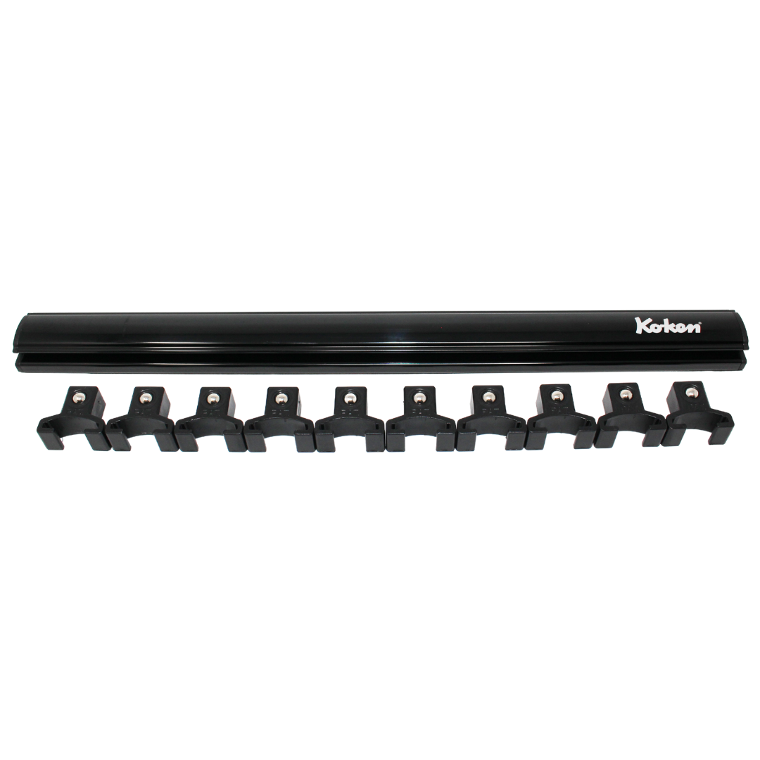 Ko-ken RSAL300-1/2X10 Magnetic Aluminum Rail  1/2 Plastic Clip x 10 pieces  300mm
