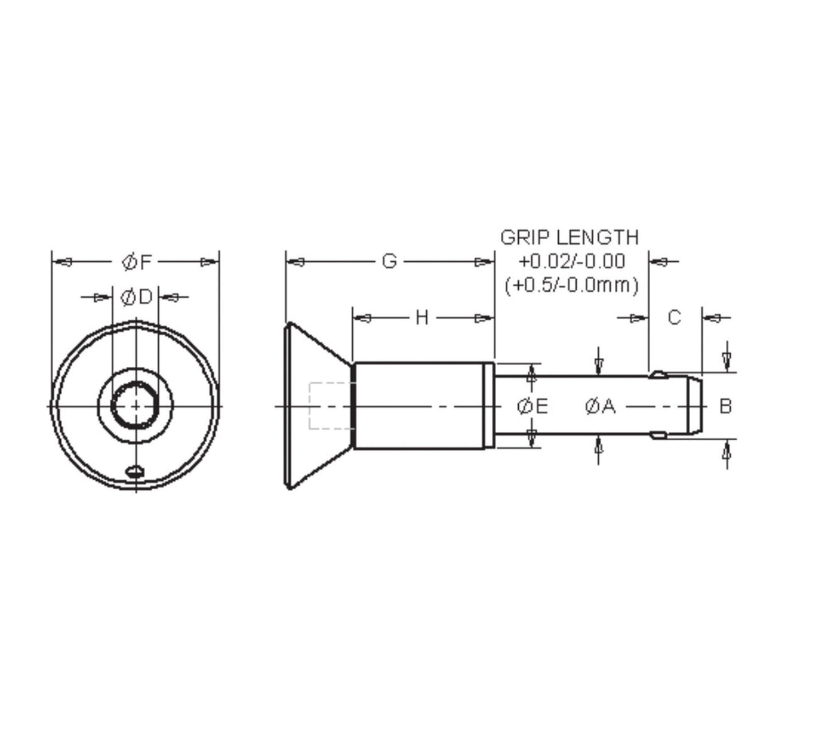 JERGENS KLP, RECESSED BUTTON, 3/16 X 1.25 SS - 803003