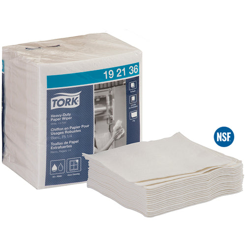 SCA Tork LM48192136 Heavy Duty Paper DRC White- 1/4 Fold Poly Pack