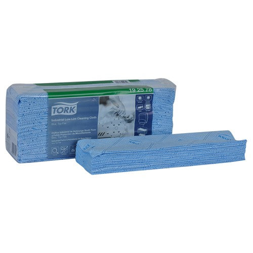 SCA Tork LM48192578 Industrial Low Lint Cleaning Cloth - Blue - Top Pak
