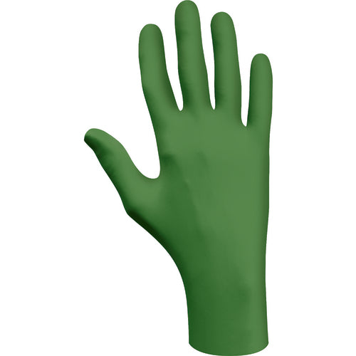 Showa SG2500380 Biodegradable Disposable Nitrile W/Ebt Powder-Free Low-Modulus 100%-Nitrile 9-1/2" 4 mil Smooth Green/Medium