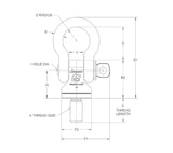 JERGENS HOIST RING, CP, SHACKLE STYLE, 1/2-13, C=1.06, #2500 LBS WLL, W/BALL BRGS, AND SHACKLE FOR LIFTING RING - 24407