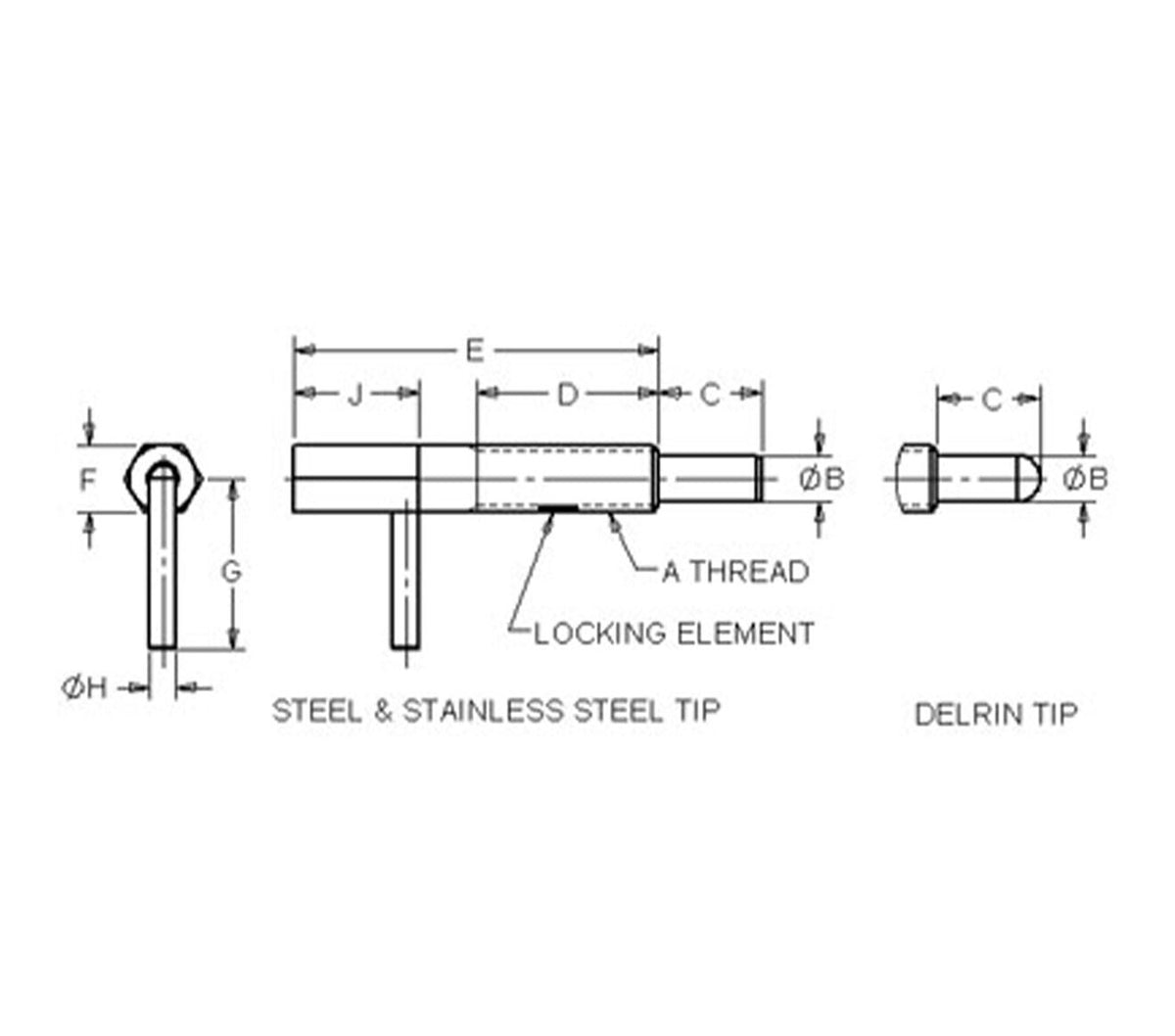 JERGENS PLUNGER, L-HANDLE, RETRACTABLE, 5/8-11, SS, SHORT, LOCKING - 27870