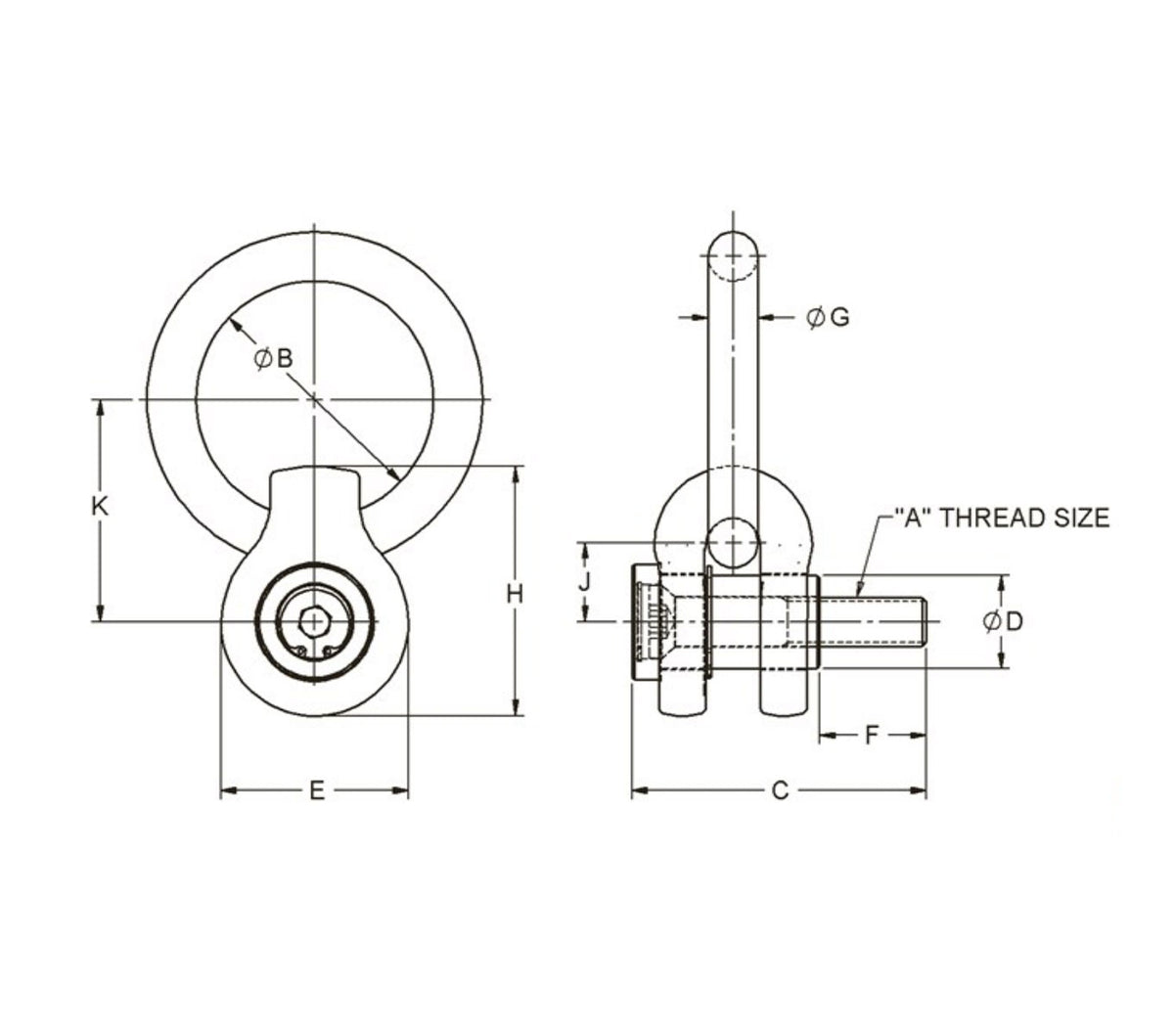 JERGENS HOIST RING, 5/16-18, ENVIROLOX SIDE PULL - 47311-E