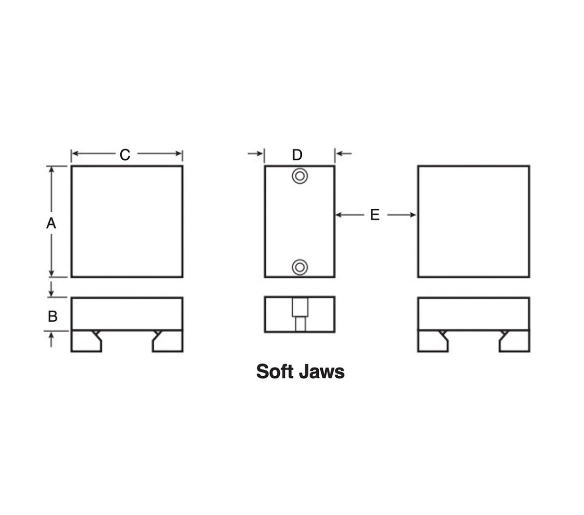 JERGENS HARD JAW CARRIER SET, 6IN, 2 MOVEABLE, 1 FIXED JAW - 49436