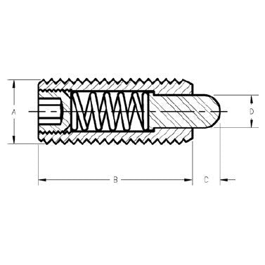 TE-CO 63707X METRIC SPRING PLUNGER LIGHT END FORCE M10 X 1.50