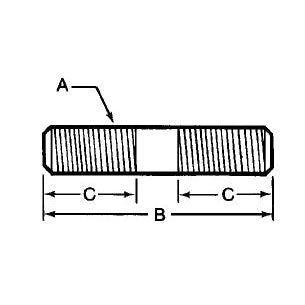TE-CO 40789 STAINLESS STEEL 1/2-13 STUD-6.00 LG.