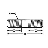TE-CO 40474 STAINLESS STEEL 5/16-18 STUD-3.00 LG.