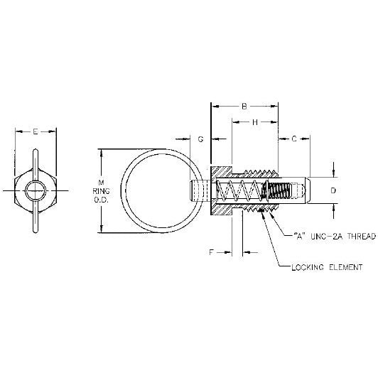 TE-CO 54459X SS PULL RING STBY PLGR NON LOCK 5/8-11 NO NYLOK