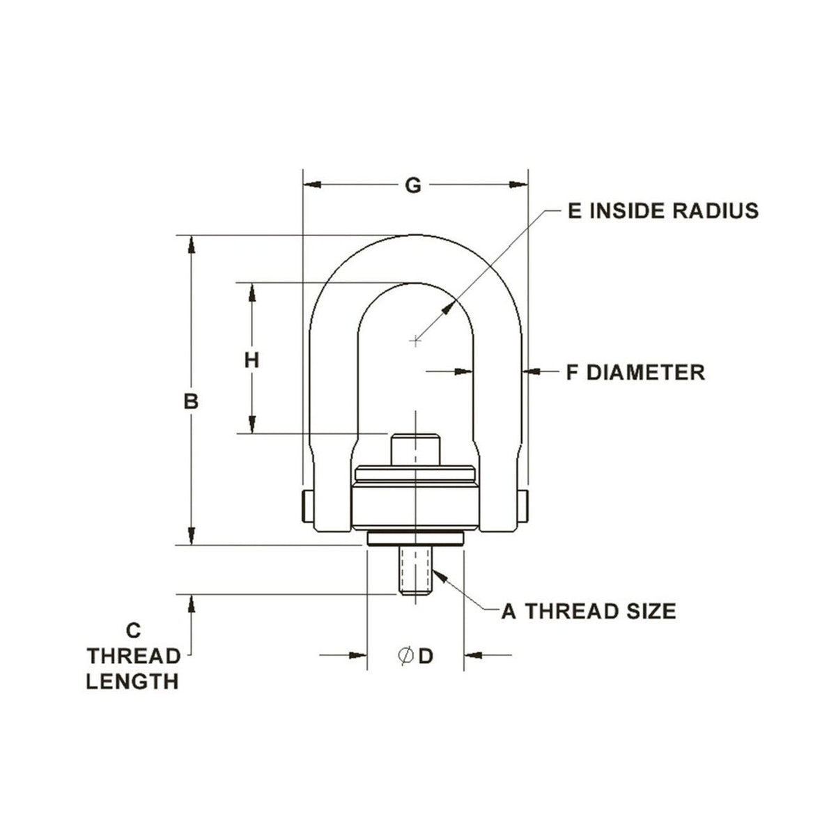 JERGENS HOIST RING, 550# 1/4-20, CENTER PULL, C = 1/2 - 23404