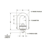 JERGENS HOIST RING, 550# 1/4-20, CENTER PULL, C = 1/2 - 23404