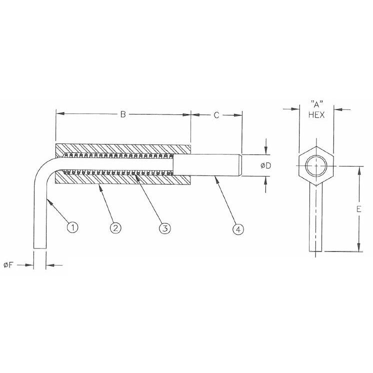 TE-CO 54104 Weldable Plgr - Steel - 5/8 Hex