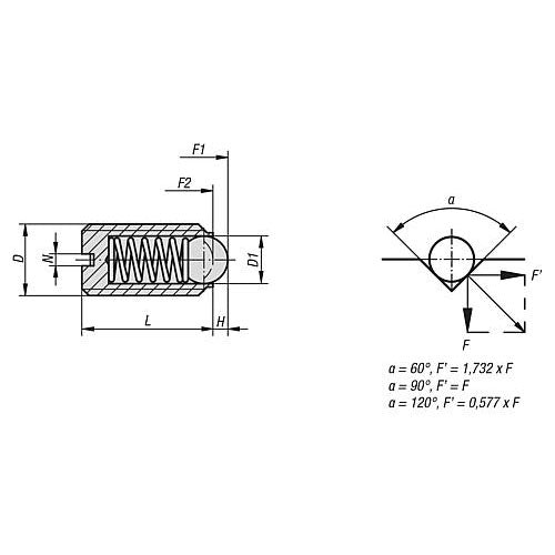 KIPP K0311.06 SPRING PLUNGER SPRING FORCE D=M06 L=14, PLASTIC, COMP:BALL POM