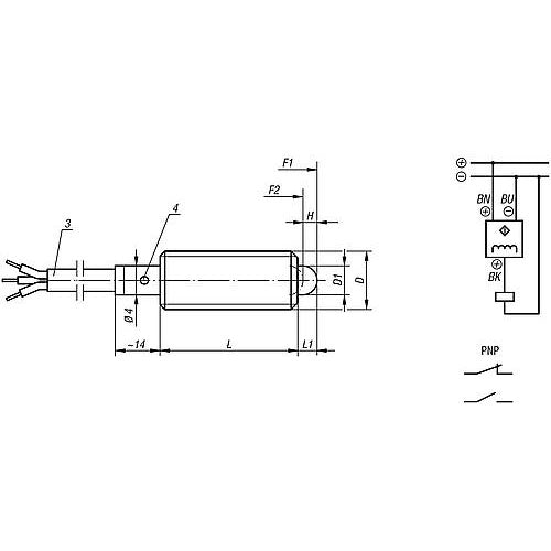 KIPP K0656.5061 SPRING PLUNGER SPRING FORCE, WITH STATUS SENSOR, NORMALLY CLOSED D=M06, L=27, L1=3, STEEL, COMP:PIN STEEL, PU=1