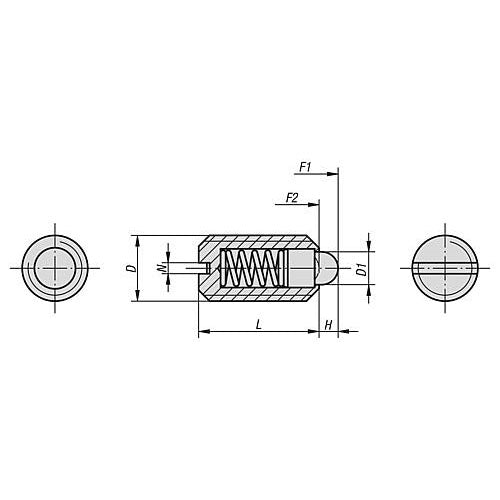 KIPP K0313.A3 SPRING PLUNGER STANDARD SPRING FORCE D=5/16-18, L=16, STEEL, COMP:PIN STEEL