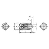 KIPP K0314.1AJ SPRING PLUNGER LIGHT SPRING FORCE D=1/4-28 L=14, STAINLESS STEEL, COMP:PIN STAINLESS STEEL, PU=10