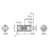 KIPP K0328.AJ SPRING PLUNGER STANDARD SPRING FORCE, WITH THREAD LOCK D=1/4-28 L=20, STEEL, COMP:PIN POM, PU=10