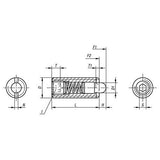 KIPP K0320.AJ SPRING PLUNGER STANDARD SPRING FORCE D=1/4-28 L=20, STAINLESS STEEL, COMP:PIN POM
