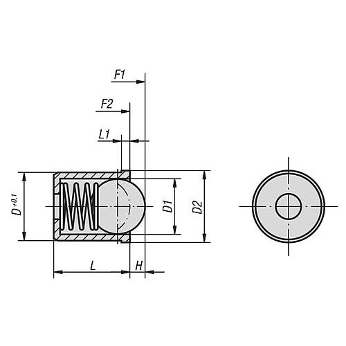KIPP K0334.204 SPRING PLUNGER SPRING FORCE, SMOOTH VERSION, D=4 L=5, PLASTIC, COMP:POM