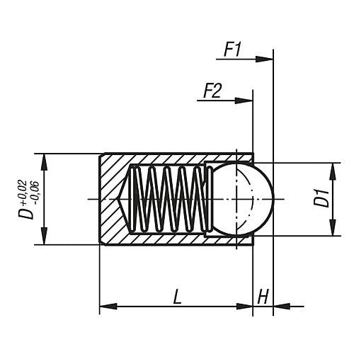 KIPP K0335.305 SPRING PLUNGER SPRING FORCE, SMOOTH VERSION, WITHOUT COLLAR, D=5 L=12, STAINLESS STEEL, COMP:POM, PU=25