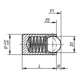 KIPP K0335.305 SPRING PLUNGER SPRING FORCE, SMOOTH VERSION, WITHOUT COLLAR, D=5 L=12, STAINLESS STEEL, COMP:POM, PU=25