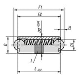 KIPP K0337.025 SPRING PLUNGER SPRING FORCE, SMOOTH VERSION, DOUBLE SIDED, D=2,5 L=6, BRASS, COMP:BALL STAINLESS STEEL, PU=25