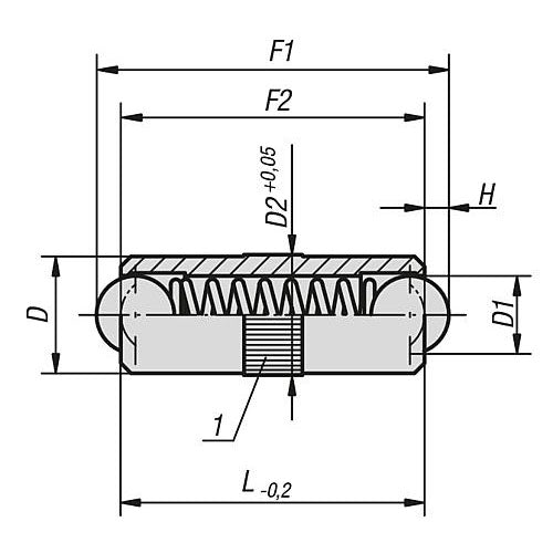 KIPP K0337.10 SPRING PLUNGER SPRING FORCE, SMOOTH VERSION, DOUBLE SIDED, D=10 L=24, BRASS, COMP:BALL STAINLESS STEEL, PU=25