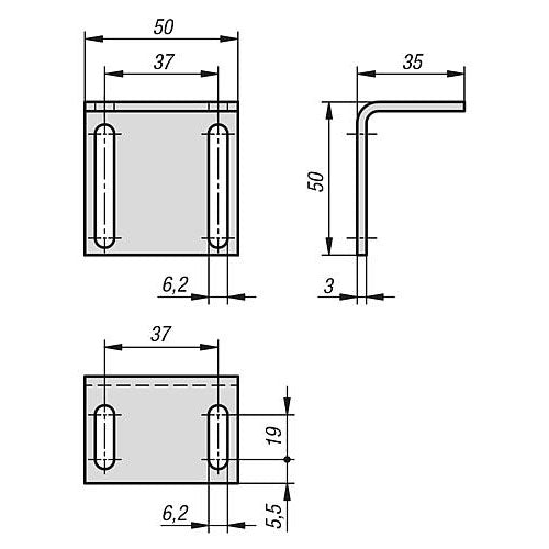 KIPP K1294.9503550 ANGLE BRACKET FOR BALL CATCH, STEEL GALVANIZED