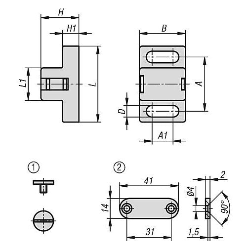 KIPP K1295.28402 MAGNETIC CATCH, A=30, POLYAMIDE BLACK, COMP:STEEL GALVANIZED, PAN HEAD SCREW M5X6 AND RETAI