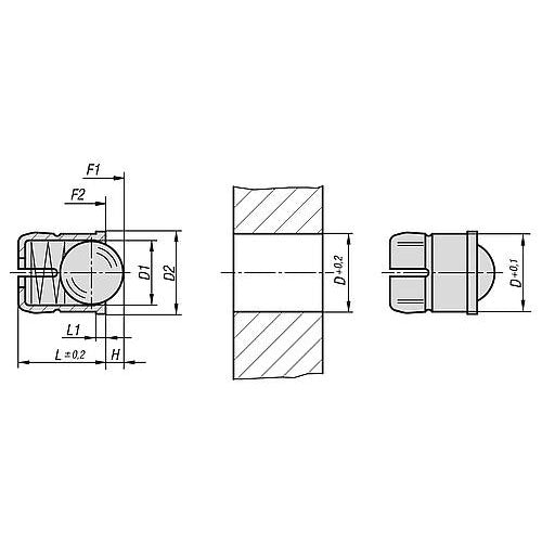 KIPP K1171.06 SPRING PLUNGER SPRING FORCE, SMOOTH VERSION, D=6 L=7, PLASTIC, COMP:STAINLESS STEEL