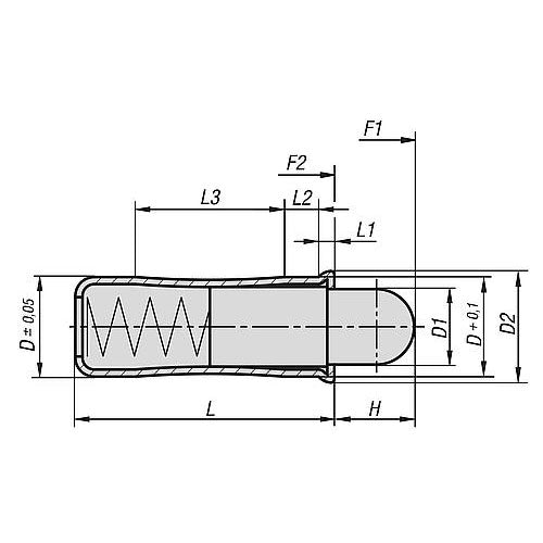 KIPP K1172.204 SPRING PLUNGER SPRING FORCE, SMOOTH VERSION, D=4 L=10,7, STAINLESS STEEL, COMP:POM