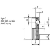KIPP K0374.412 LATERAL SPRING PLUNGER SPRING FORCE, SINGLE SIDED, D=12 L=35, FORM:C, FREE-CUTTING STEEL, COMP:STEEL