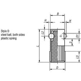 KIPP K0374.618 LATERAL SPRING PLUNGER SPRING FORCE, DOUBLE SIDED, D=18 L=40, FORM:D, FREE-CUTTING STEEL, COMP:STEEL