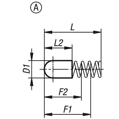 KIPP K1277.113012 SPRING SLEEVE ROUNDED, FORM:A WITHOUT COLLAR L=12, D1=3 STEEL, COMP:STAINLESS STEEL