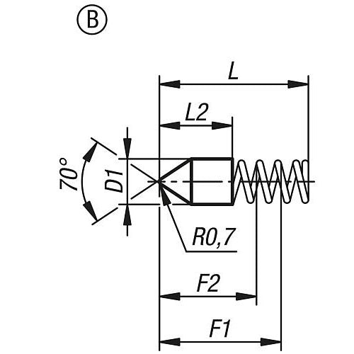 KIPP K1277.213011 SPRING SLEEVE POINT, FORM:B WITHOUT COLLAR L=11, D1=3 STEEL, COMP:STAINLESS STEEL