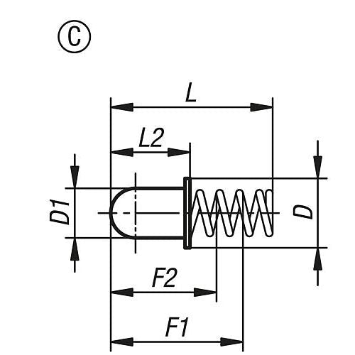 KIPP K1277.323013 SPRING SLEEVE ROUNDED, FORM:C W. COLLAR L=13, D=4,1, D1=3 STAINLESS STEEL, COMP:STAINLESS STEEL